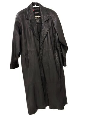 Vintage Wilsons Leather MS. MAXIMA Black Leather Long Trench Coat-Thinsul Lined